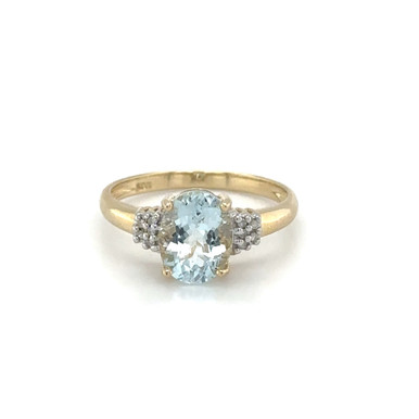 Yellow Gold Oval Aquamarine Engagement Ring Simulated Diamond Aquamarine  Ring Gold Wedding Ring Halo Art Deco Ring Sterling Silver Ring - Etsy